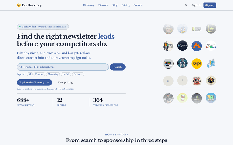 BeeDirectory - Annuaire SaaS newsletters Beehiiv