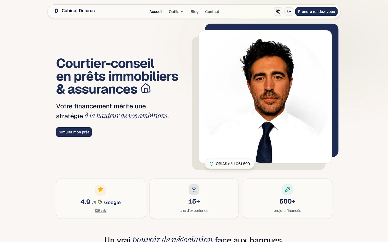 Page d’accueil du site Cabinet Delcros