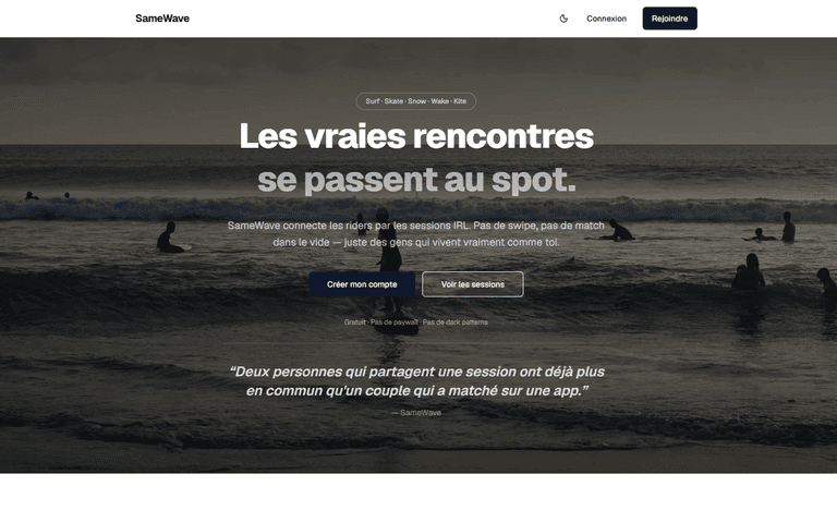 SameWave - Plateforme sociale pour riders