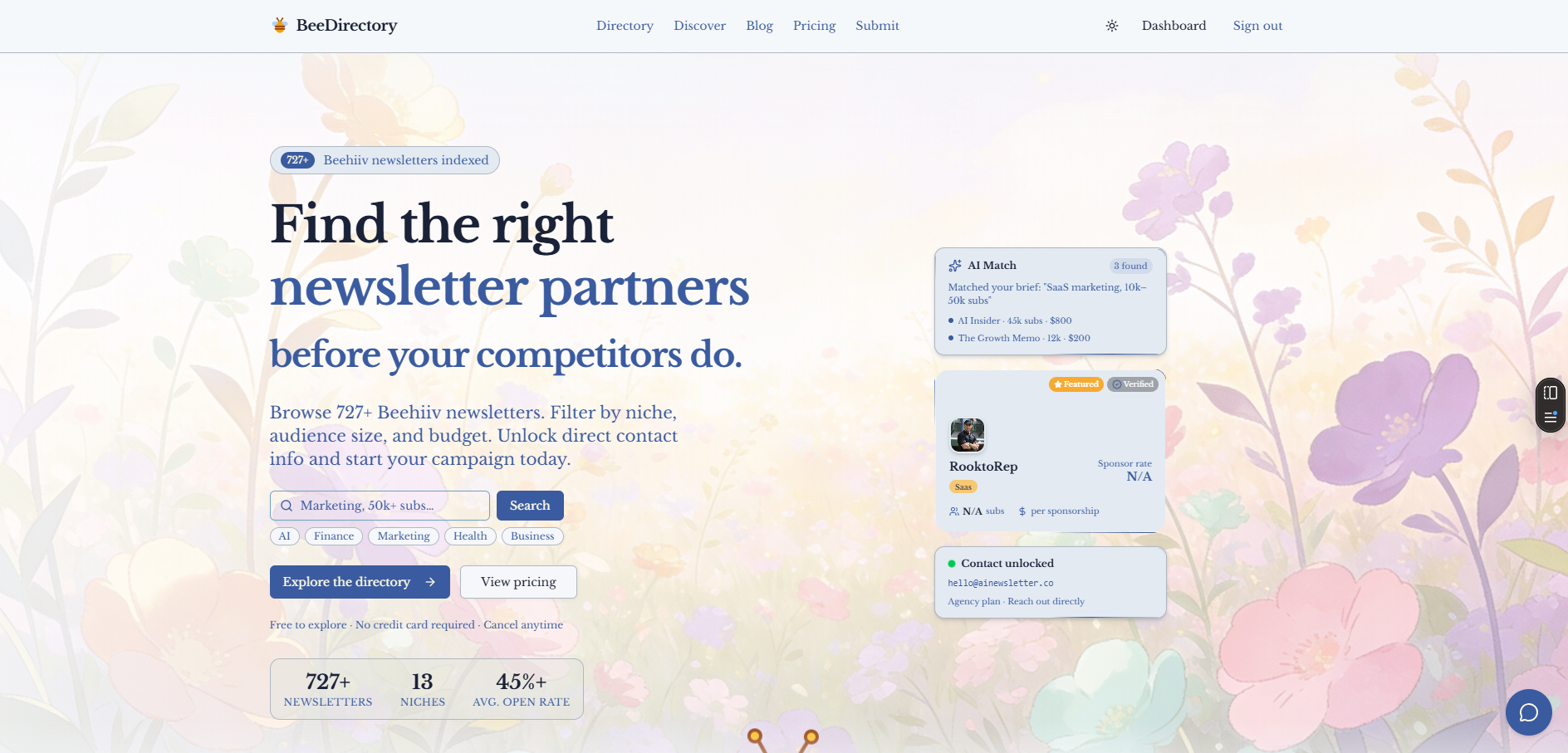 BeeDirectory - Annuaire SaaS newsletters Beehiiv