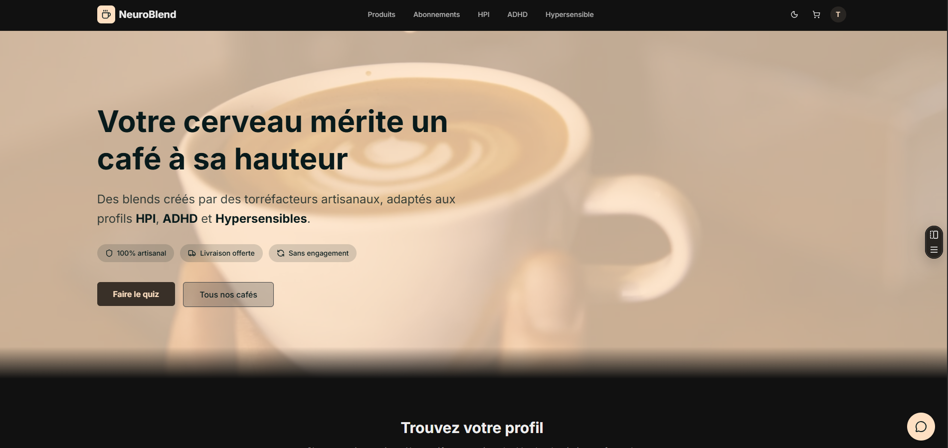 NeuroBlend - Marketplace café artisanal